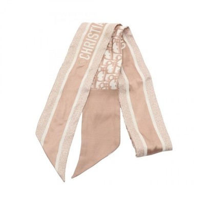 Christian Dior Mitzah Ribbon Scarf Halstuch 15DOB106I600 Seide Rosa Weiß Gebr...