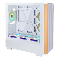 ATX Mid Tower PC Gaming Case - Walnut Wood Front - Tempered Glass Side Panel ...
