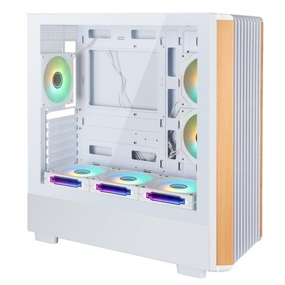 ATX Mid Tower PC Gaming Case - Walnut Wood Front - Tempered Glass Side Panel ...