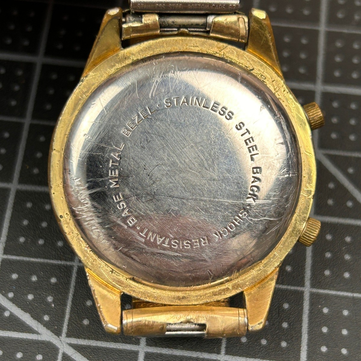Neuvox Multi Year 17 Jewels Swiss Movt Calendar Watch Gold Tone Speidel Band P/R View 4