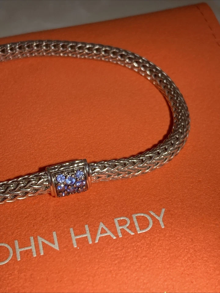 Pulsera John Hardy Icon, plata de ley, piedras preciosas, zafiro azul de 5 mm Foto 4 de 4