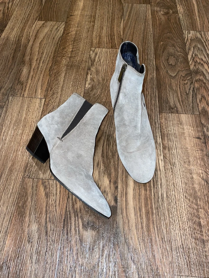 Botas de Diseñador Aquatalia Gamuza Cuero Italia Cremallera Lateral Talla 8.5 Tostadas Foto 2 de 4