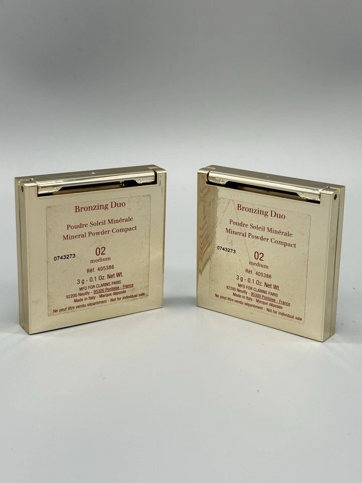 LOT OF 2 CLARINS PARIS - BRONZING DUO - MINERAL POWDER COMPACT 02 MEDIUM (0.1oz) - Image 2 of 4