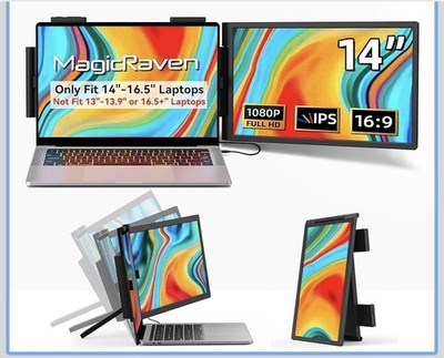 MAGICRAVEN Laptop Screen Extender, 14 1080P IPS Portable Monitor Travel Monit...