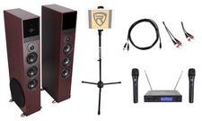 Rockville Bluetooth Home Theater/Karaoke Machine System 2 Mics Subs iPad Stand