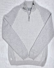 Glenmuir 1891 Ladies Grey Houndstooth Golf Jumper 1/4 Zip Lambswool Blend Size S