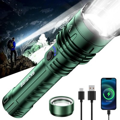 SKYFIRE LED Flashlights High Lumens with Ignition Lens, Rechargeable Zoomable Fl