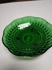 Vintage Hobnail Emerald Green Glass Footed Candy Dish - Ring Bowl Candle Holder