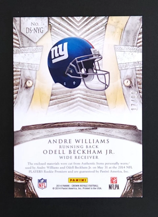 2014 Crown Royale Dual Rookie Silhouettes Odell Beckham Jr & Andre Williams/99 - Image 2 of 2