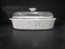 Corning Ware Pyrex Casserole Dish, Pastel Bouquet Design, Lidded Cookware, 2.5 L