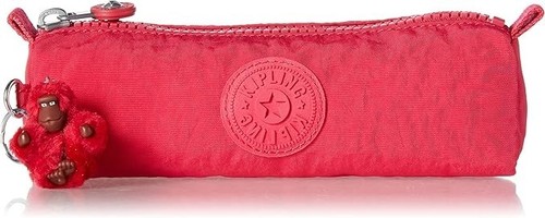 Kipling Freedom Pencil Pouch True Pink Nylon with Monkey Charm NWT - Picture 1 of 5
