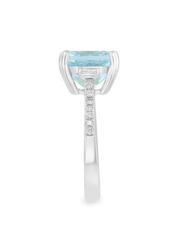 EFFY 14K WHITE GOLD AQUAMARINE AND DIAMOND RING $4,200 Sz 7.5 100% Authentic NEW - Picture 2 of 4