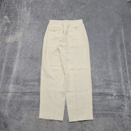 Vintage 80s Polo Ralph Lauren Linen Cream Trousers Pants Pleated Mens 30 X 32
