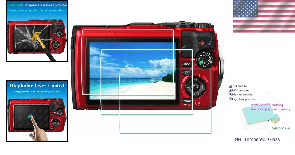 Protector de vidrio templado seguro para lentes para cámaras Olympus TG-4, TG-5, TG-6, TG-7 Foto 2 de 4