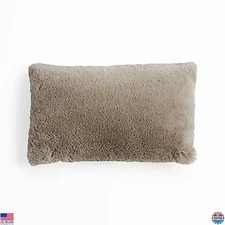 UnHide Squish Lumbar Pillow 10” x 18” Taupe Ducky Faux Fur Extra Soft Polyester