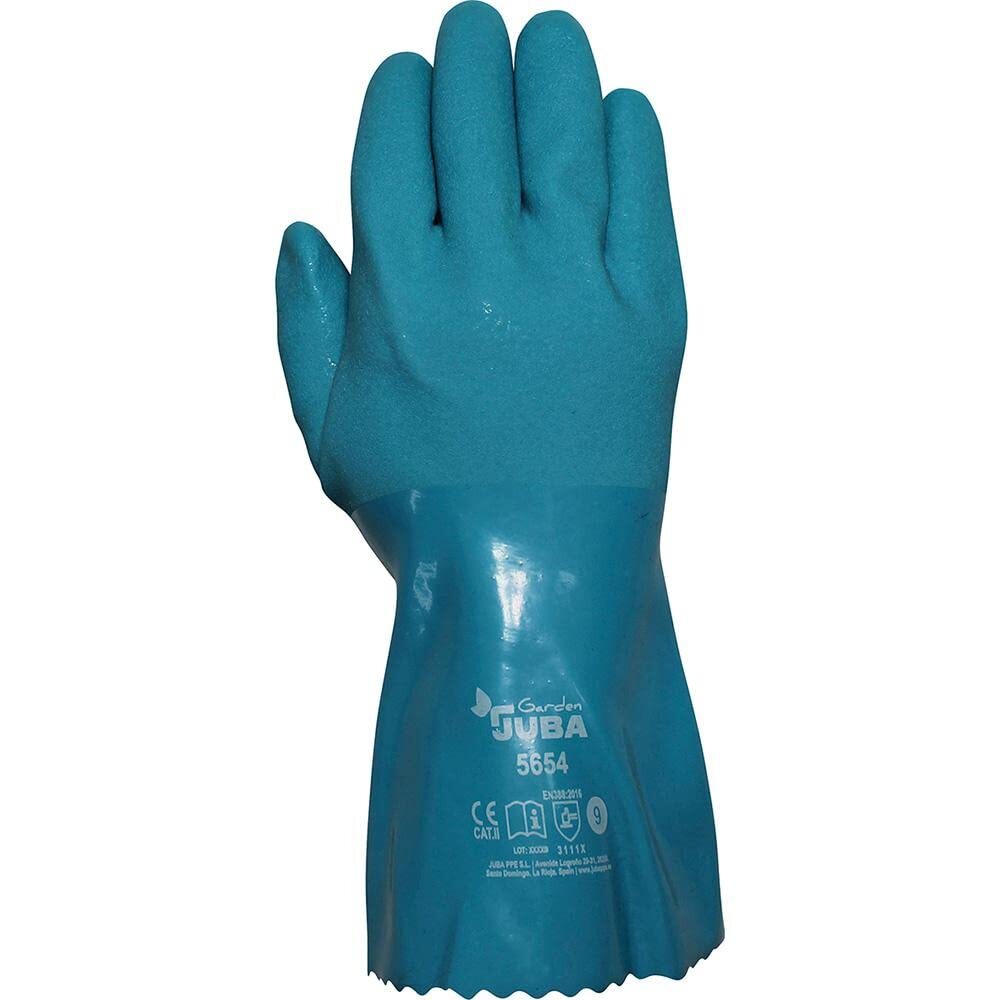 Work Gloves Juba Garden Blue Cotton Pvc (Size: 9) NUOVO