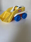 Vintage Yellow Little Tike Tractor With Front Loader and 2 Chunky People