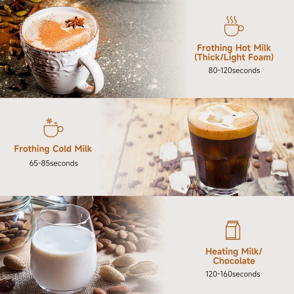 Milk Frother Frother for Coffee 4 in 1 Electric Milk Frother and Steamer Warm...
