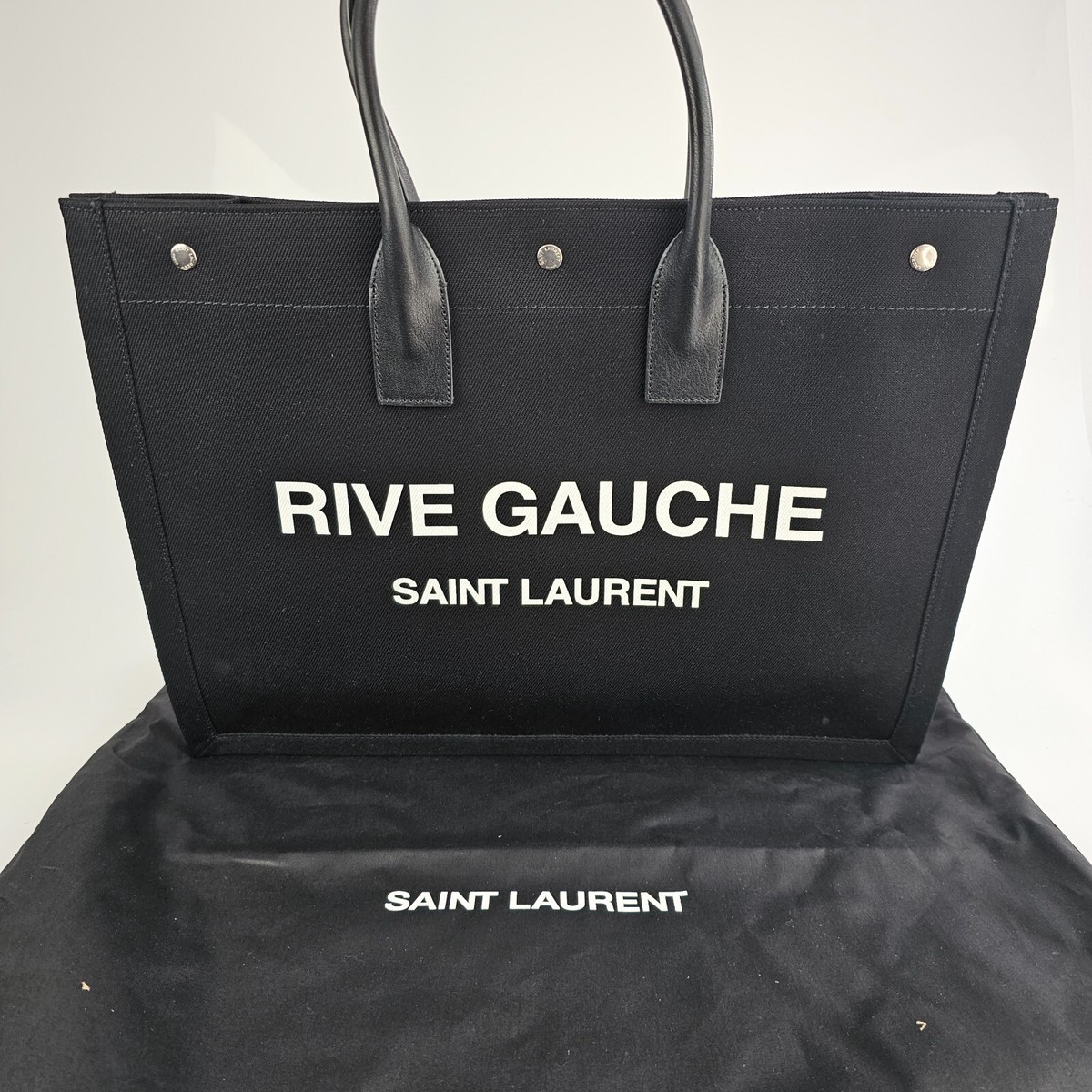 SAINT LAURENT RIVE GAUCHE トートバッグ ブラック Saint Laurent Rive Gauche Black Canvas Tote Bag New | eBay