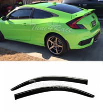 Deflectores de viseras de ventana lateral con moldura cromada cupé de 2 puertas para Honda Civic 16-up