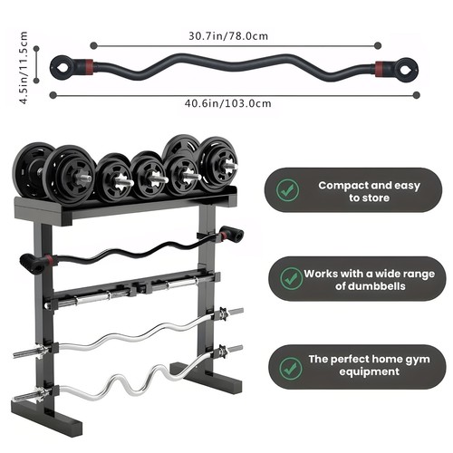 Curl Dumbbell Barbell Converter Bar Adjustable Weight Capacitry For Gym Strength - Picture 2 of 10