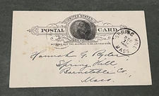 1889 MEDFORD MA RYDER LETTER + SPRING HILL DPO (BARNSTABLE 1854-1910) !  PS CARD