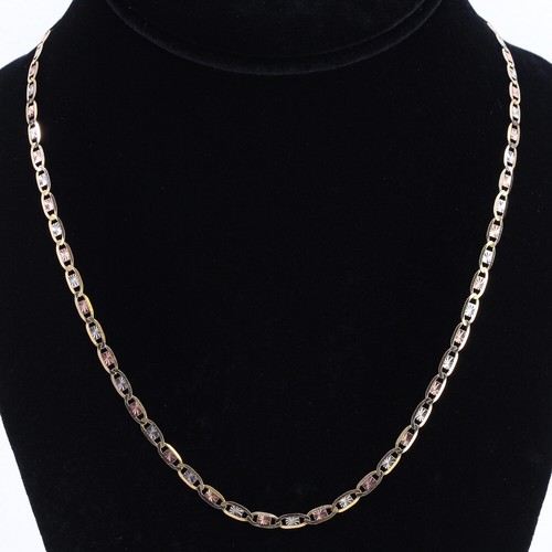 10k Tri-Color Gold Gucci Link Chain 18" - Picture 2 of 6