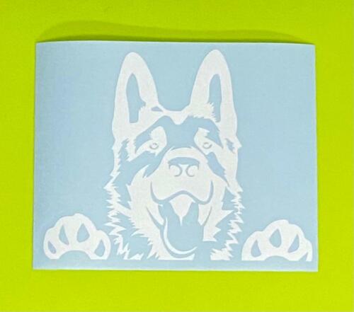 GERMAN SHEPHERD/HUSKY DOG vinyl decal sticker K9 6"x4.75" COLOR : WHITE