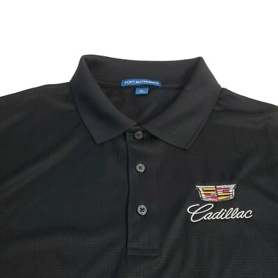 Cadillac Polo Golf Shirt New Black Embroidered Logo Button Size  XS-4XL