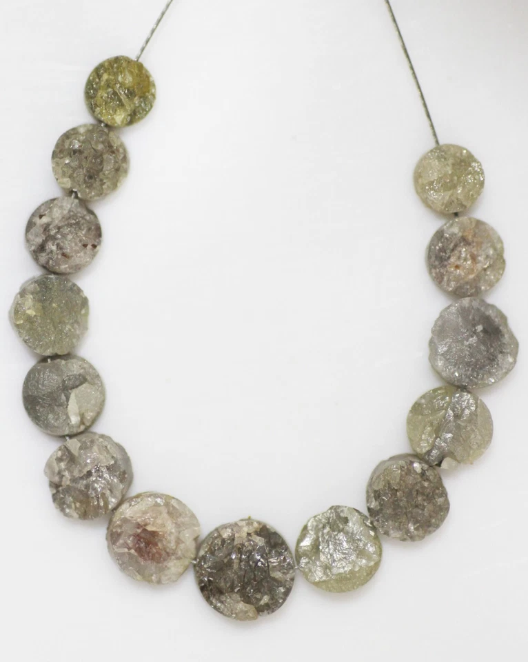 14 Pcs. 6.5 to 4.5 MM natural loose round (button) Shape rough diamond beads - Image 2 of 4