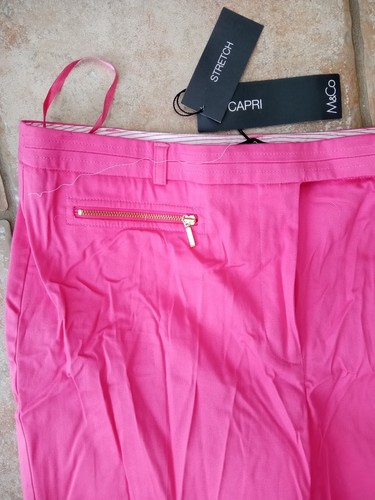 M&Co Brand New with Tags Cotton Hot Pink Capri Trousers UK Size 12 - Picture 2 of 4
