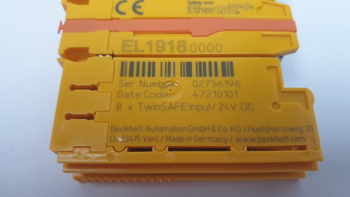 Beckhoff EL1918 Safety Input Terminal, P/N: EL1918, 8 x TwinSAFE