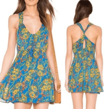 Free People Blue Combo Multicolor Dress, Size S, NWT