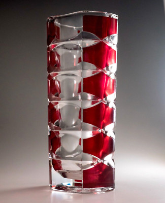JG Durand Luminarc Glas Rubis Vase Cranberry rot 70er Jahre französisch 17 cm Bogen