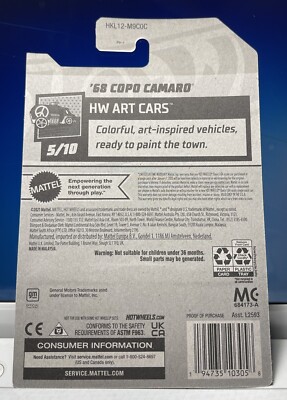 HOT WHEELS SUPER TREASURE HUNT 68 COPO CAMARO STH VHTF HW ART CARS