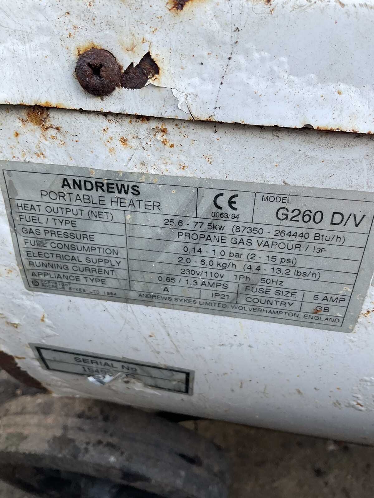 andrews space heater G260 eBay