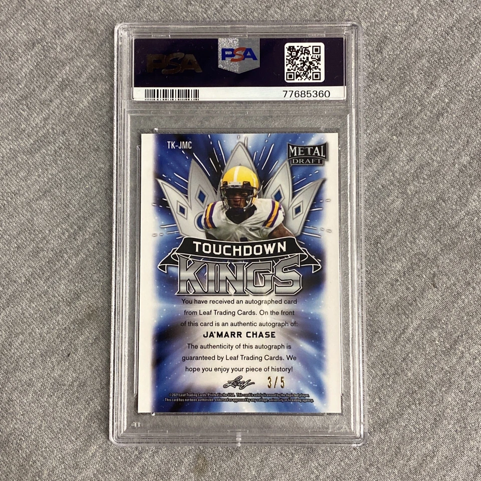 2021 Metal Draft Touchdown Kings Autographs Ja’Marr Chase Orange Crystal PSA - Image 2 of 2