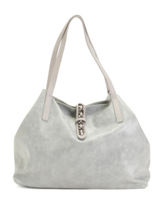 UNICA Firenze Italy Made Chain Tab Closure Leather Tote Shoulder Bag Weekender L