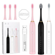 Sonic Electric Toothbrush Rechargeable 6 Modes /6 Brush Heads Cleaning Whitening