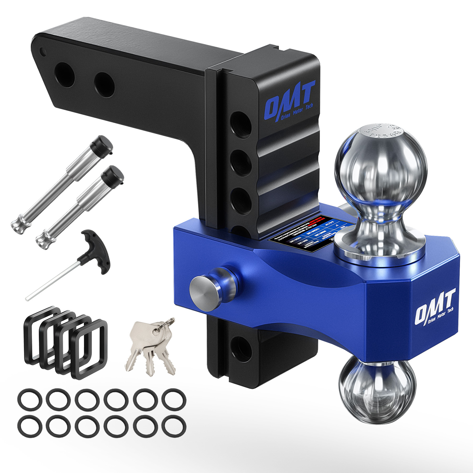 2"/2.5" Receiver 6"/8" Drop Adjustable Trailer Hitch 18500lb 2 Anti-Theft Locks