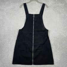 Shein Womens Dress Jumper Skirt Front Zipper Pockets Corduroy Black Size Large