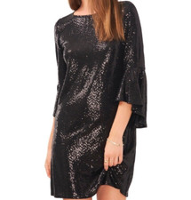 Vince Camuto Women's Flounce Sleeve Dress Rich Black Size S 12401
