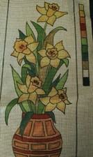 Painted Needlepoint Daffodil Canvas 21" Tall NEW