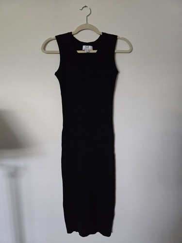 Magaschoni Black Ribbed Knit Tank Midi Dress Women's Minimalist Stretch XSmall - Picture 2 of 8