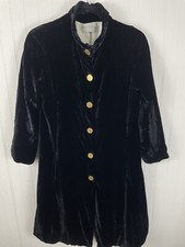 Formal Wear Black Velvet Dress Coat Black with Ivory Lining Gold Buttons