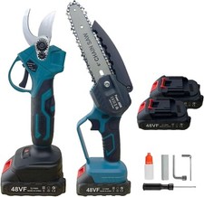 Kit 2 PZ FORBICE a batteria da POTATURA +MOTOSEGA +valigia cesoia 48V 2 BATTERIE