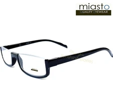 MIASTO TOP RIMLESS RECTANGLE HALF READER READING GLASSES+1.50 BLACK LARGE~ FLEX