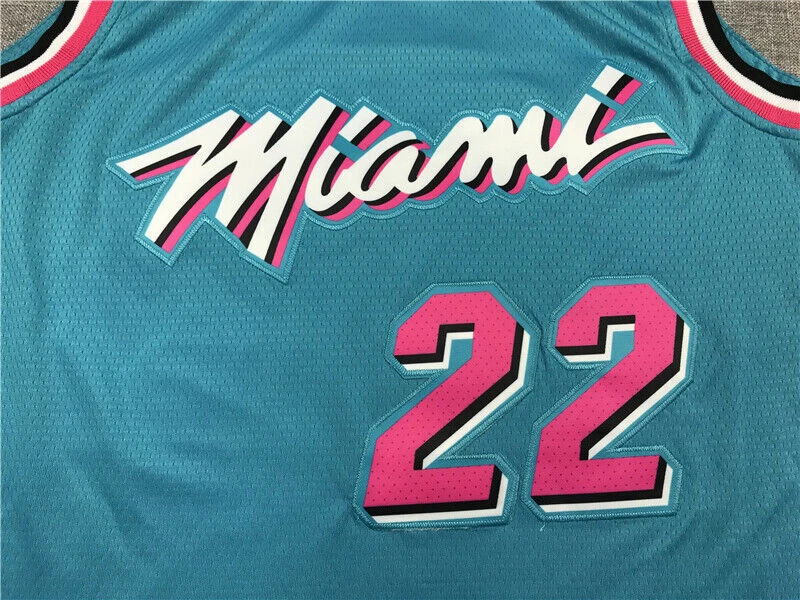 Miami Heat Swingman Jersey. 22 - Blue+Pink- Jimmy Butler - Men S-2XL Aldult