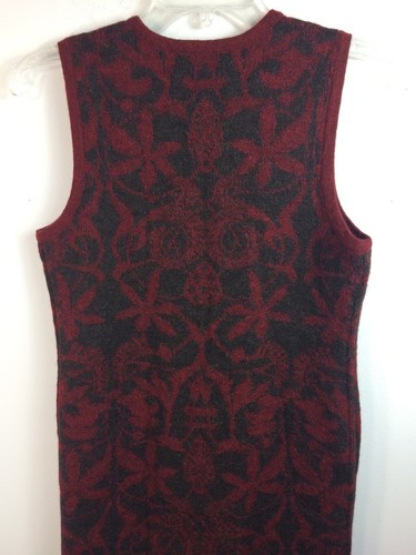 Peruvian Connection S Art To Wear Duster Maxi Vest Baby Alpaca Wool Red Black - Picture 7 of 13