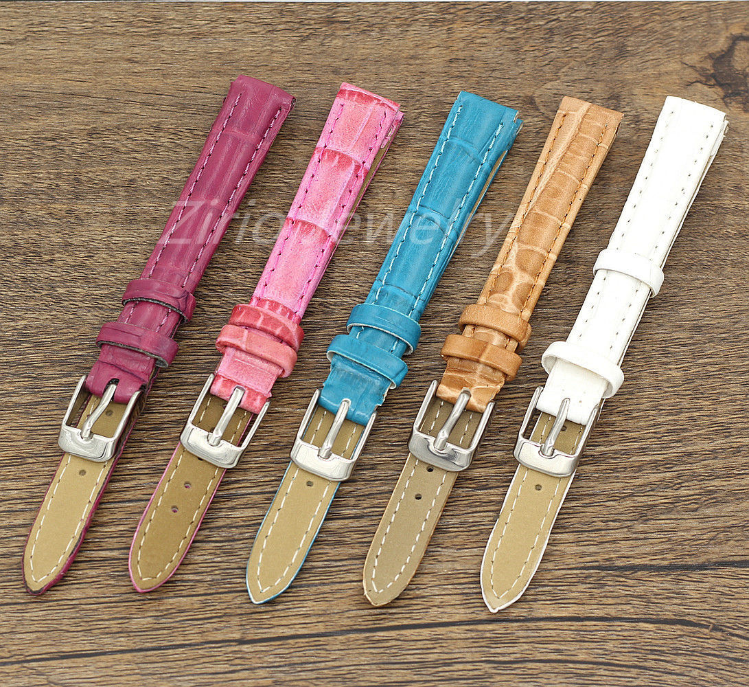 Women's 12mm Leather Watch Band Replacement Wristwatch Watch Strap Silver Buckle eBay